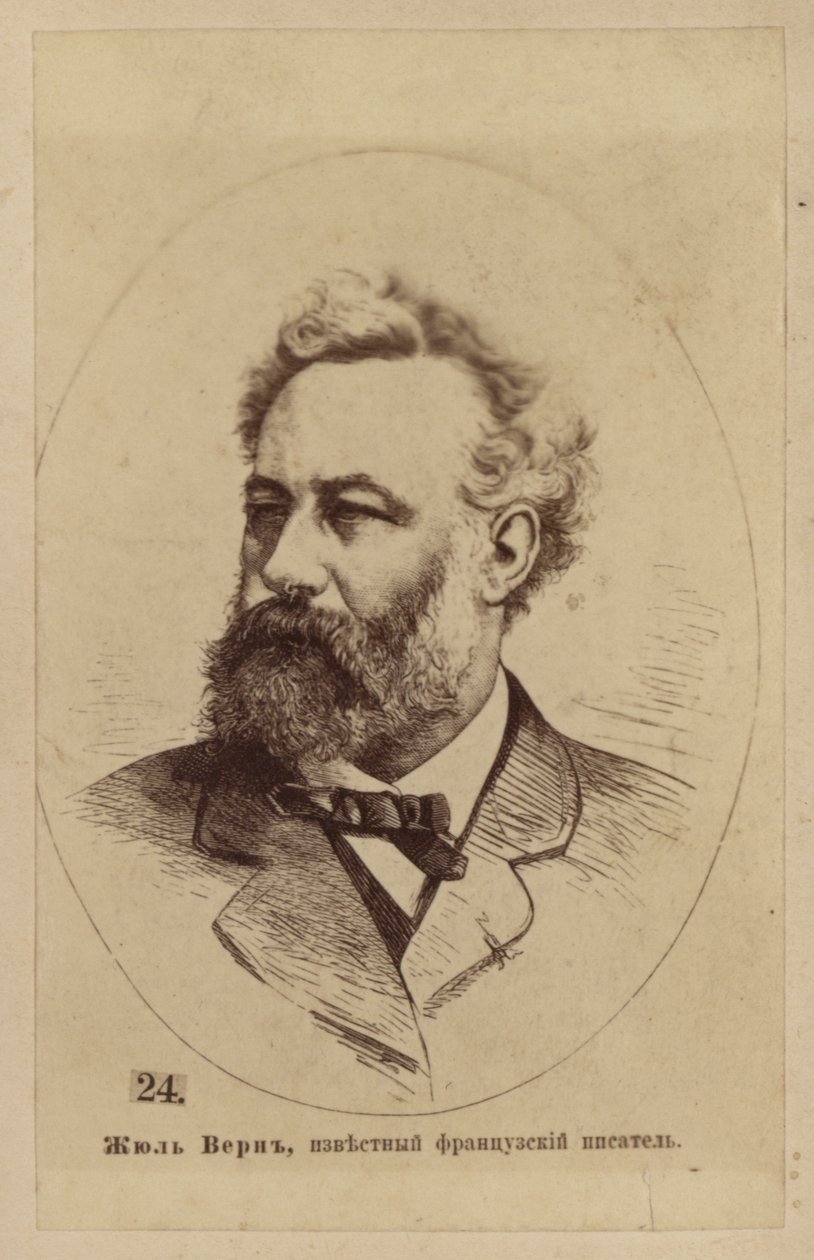 Jules Verne, Frans schrijver, dichter en toneelschrijver (litho) door European School