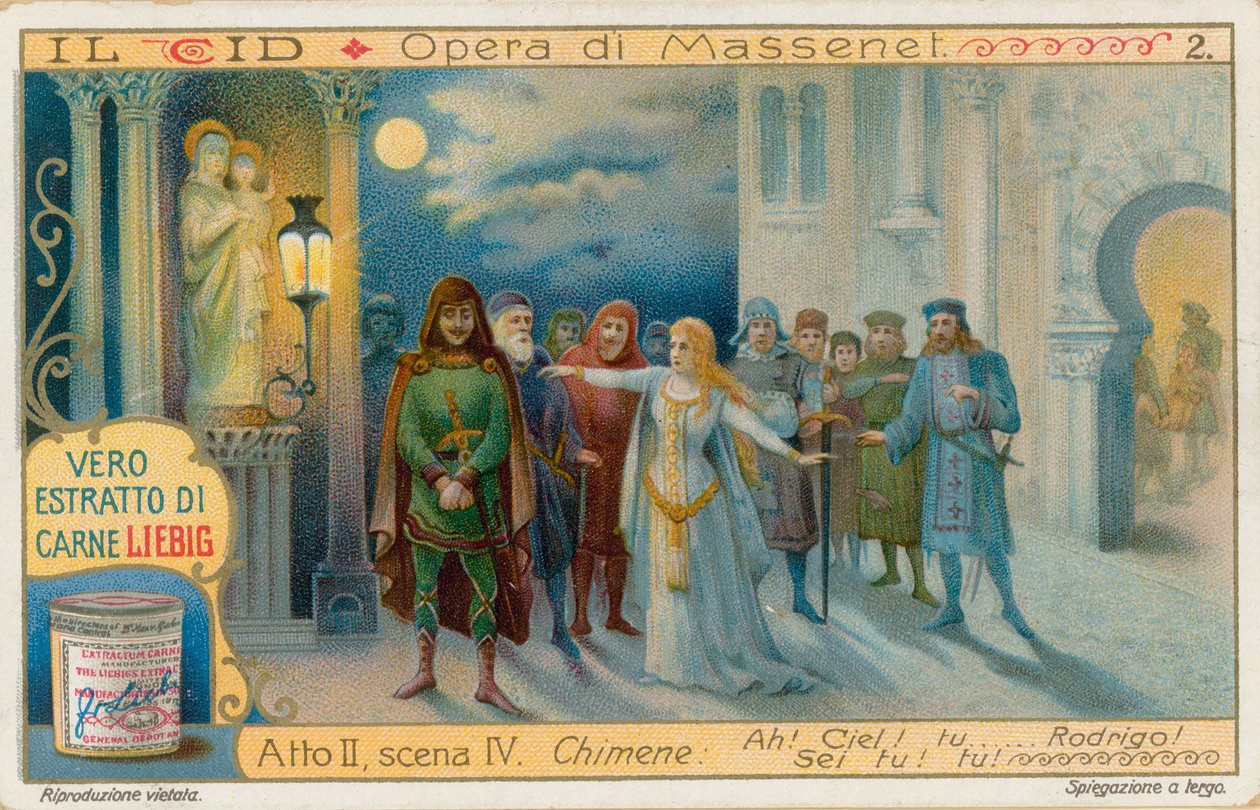 Le Cid van Massenet, Liebig-kaart, begin 20e eeuw (chromo) door European School