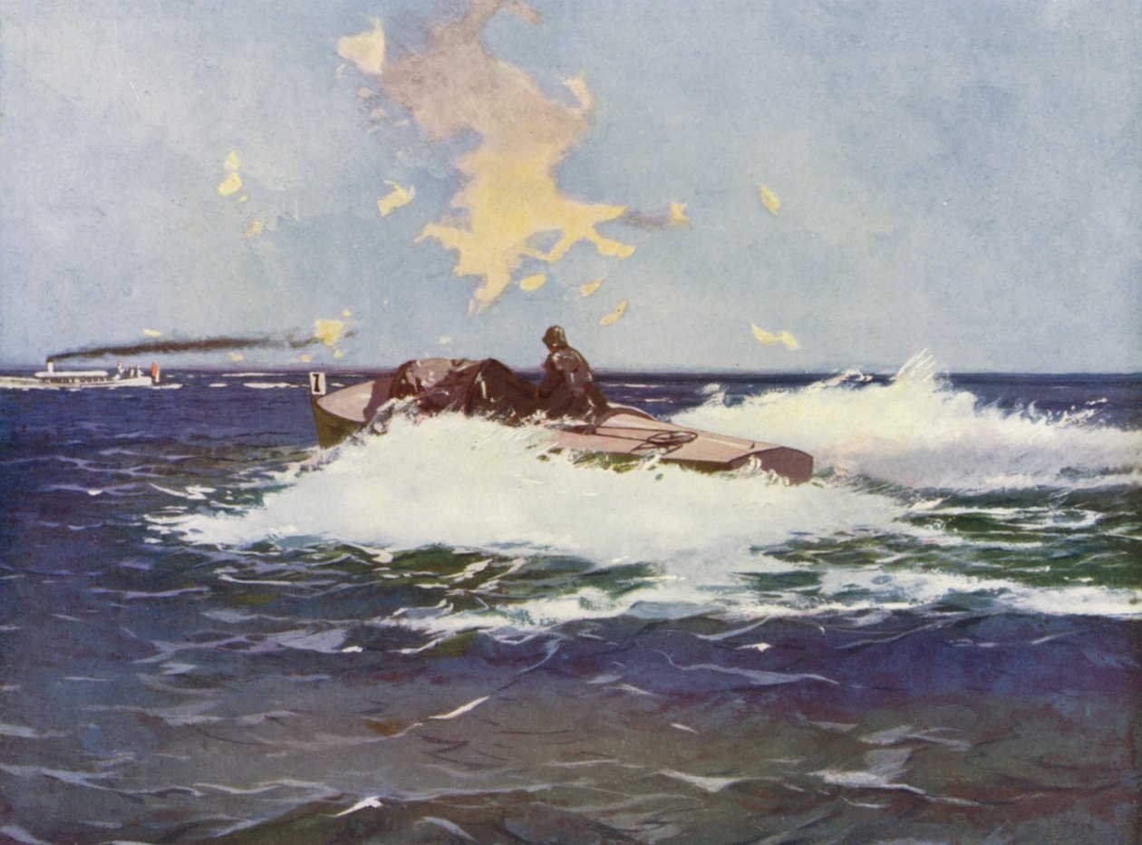 Monte-Carlo, La Course des Bateaux-Moteurs (kleurenlitho) door European School