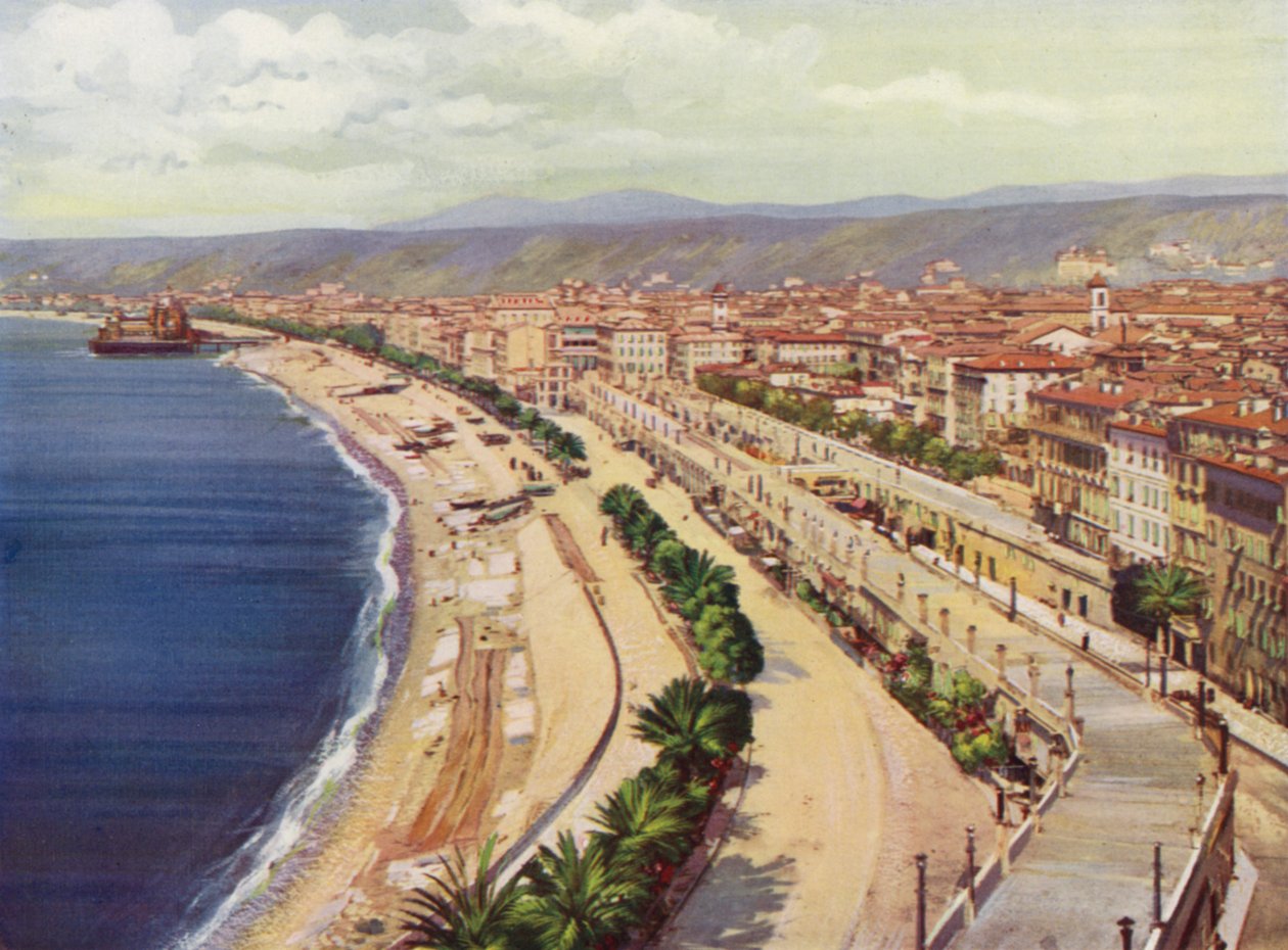Nice, Quai du Midi en Vue Generale (kleurenlitho) door European School