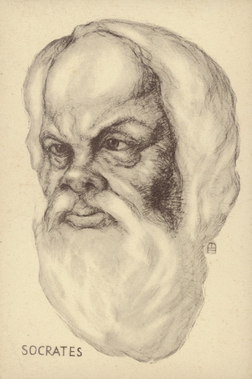 Socrates (c469 BC-399 BC), Oudgrieks filosoof (litho) door European School