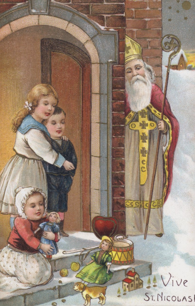 Kaart voor Sinterklaas (chromolitho) door European School