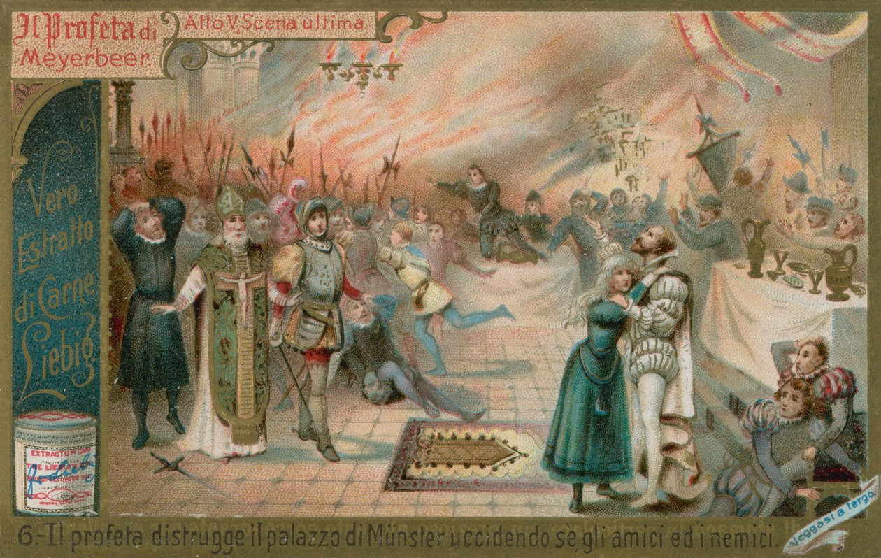 De vernietiging van Munster (chromolitho) door European School