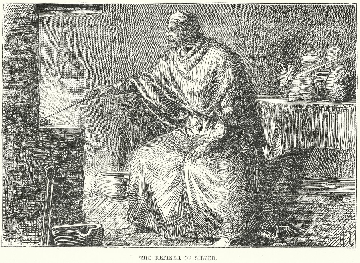 De raffineerder van zilver (gravure) door European School