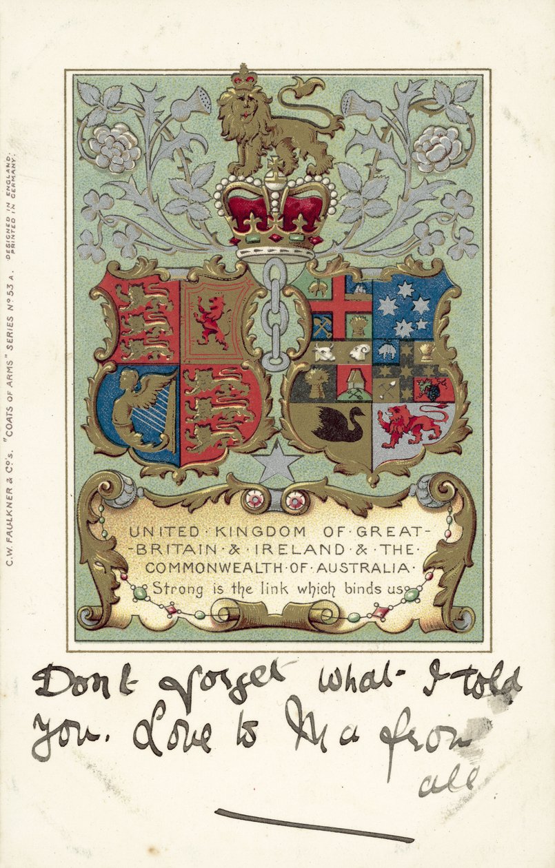 Verenigd Koninkrijk van Groot-Brittannië en Ierland en het Gemenebest Australië (kleurenlitho) door European School