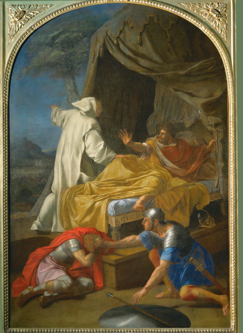 Verschijning van de heilige Bruno aan graaf Roger - De heilige Bruno verschijnt aan graaf Roger ... door Eustache (studio of) Le Sueur