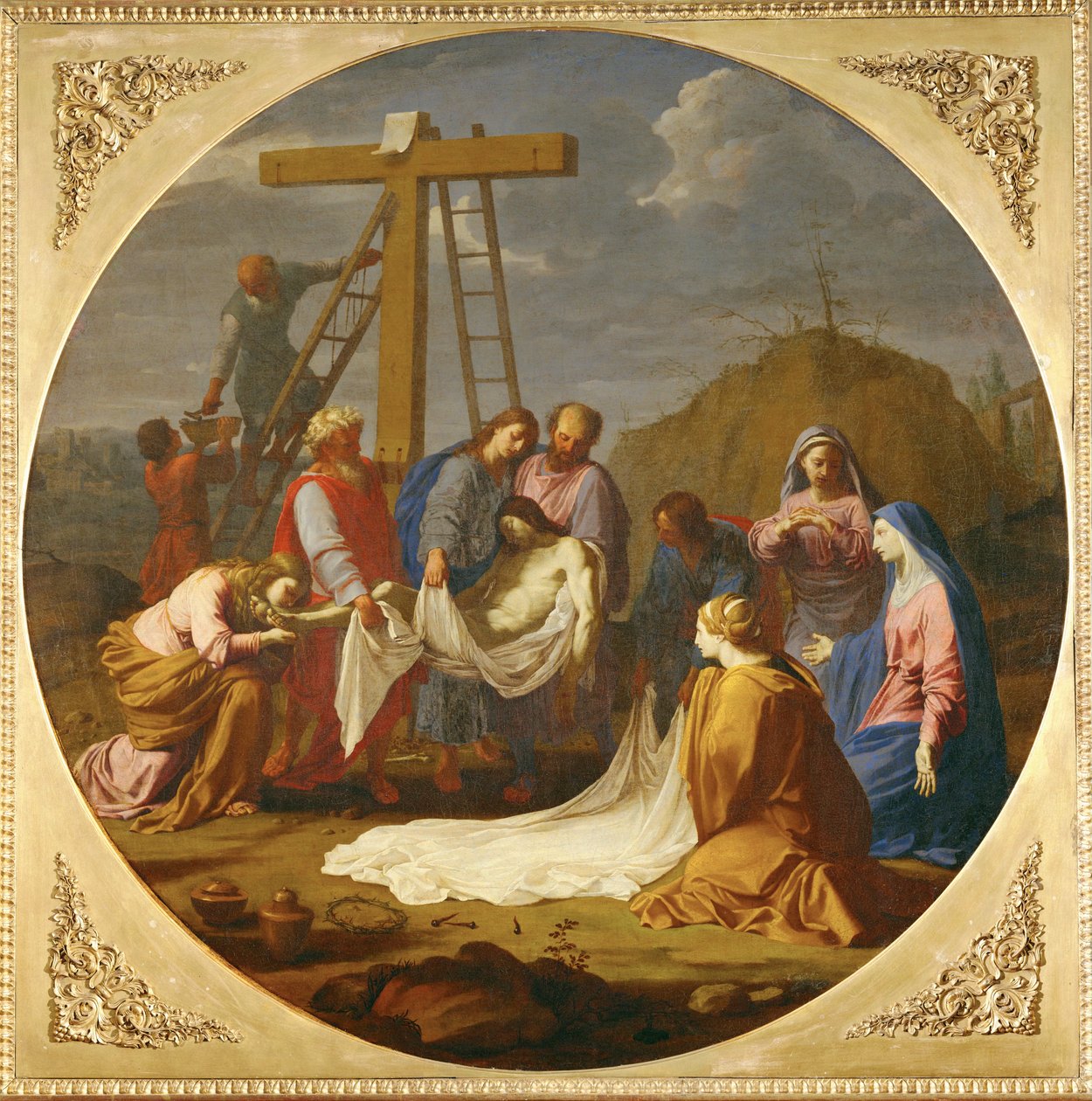 De kruisafneming - Afneming ... door Eustache (studio of) Le Sueur