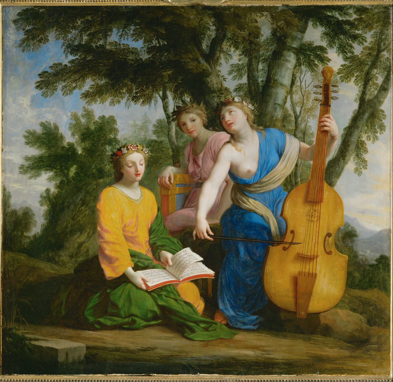 Melpomene, Erato en Polyhymnia ... door Eustache (studio of) Le Sueur