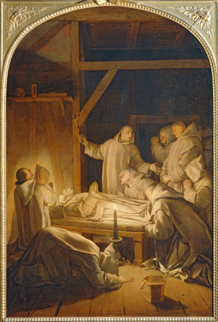 De dood van de heilige Bruno ... door Eustache (studio of) Le Sueur