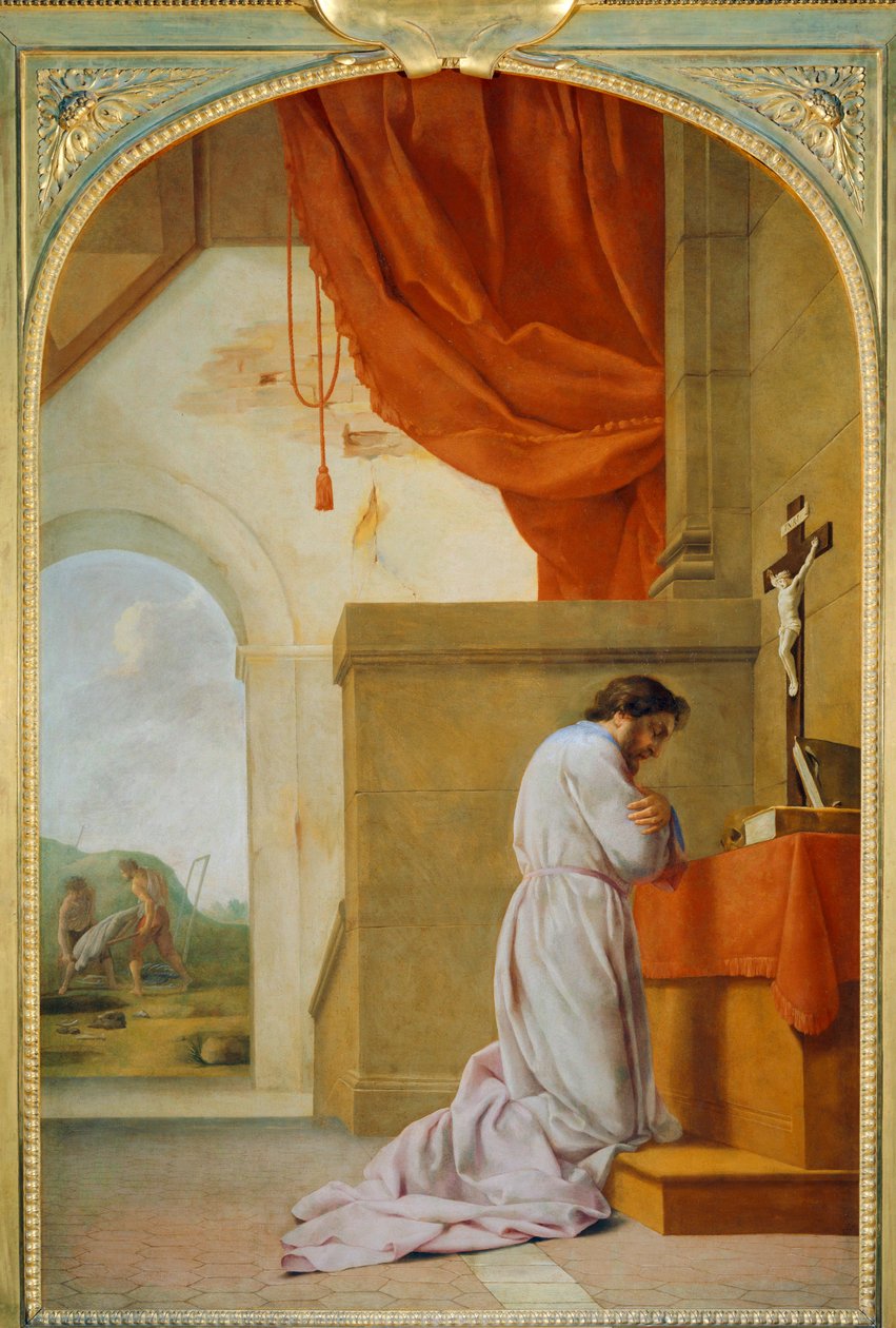 Sint Bruno in gebed - Sint Bruno in gebed ... door Eustache (studio of) Le Sueur