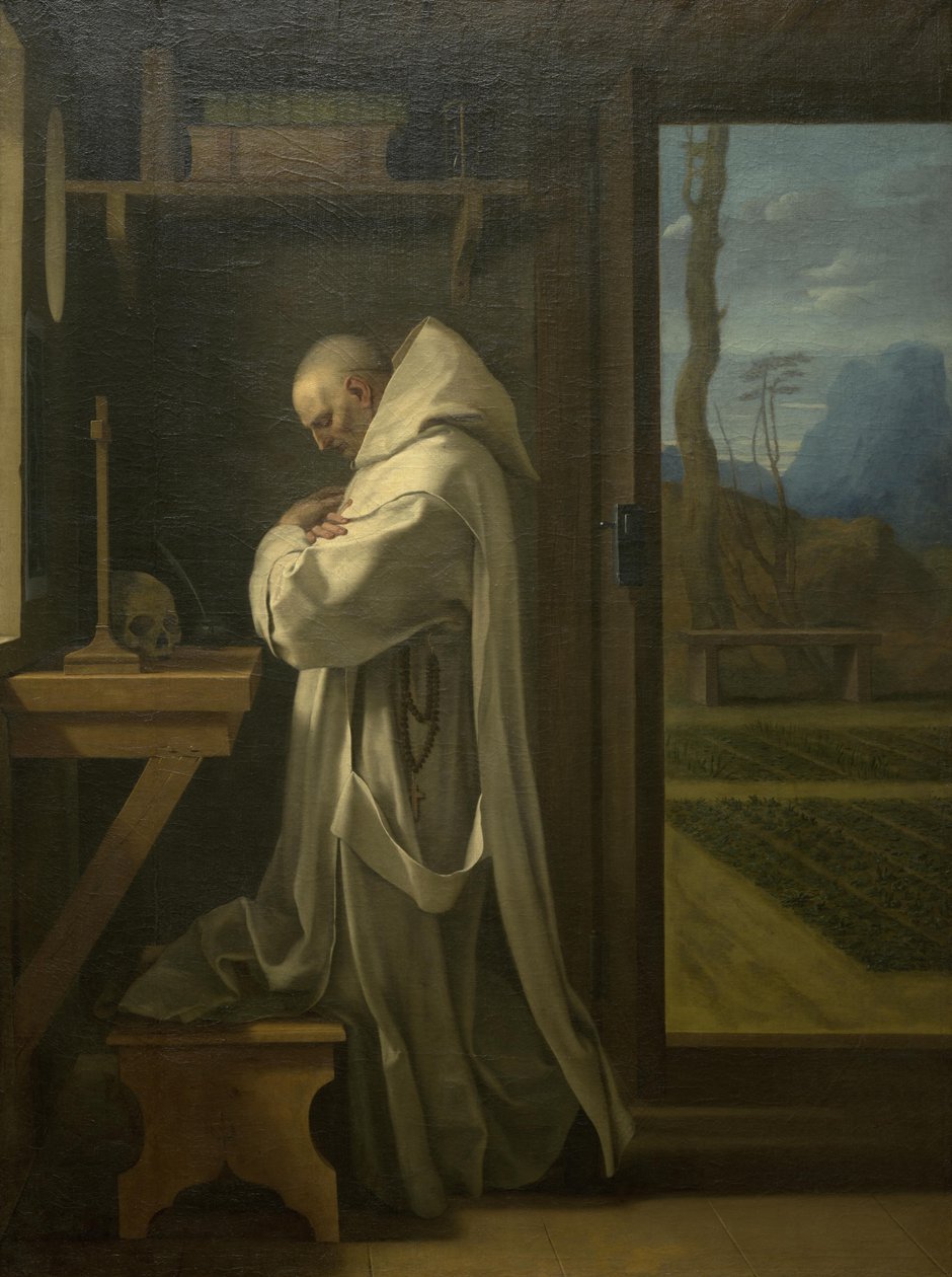 De heilige Bruno in gebed door Eustache Le Sueur