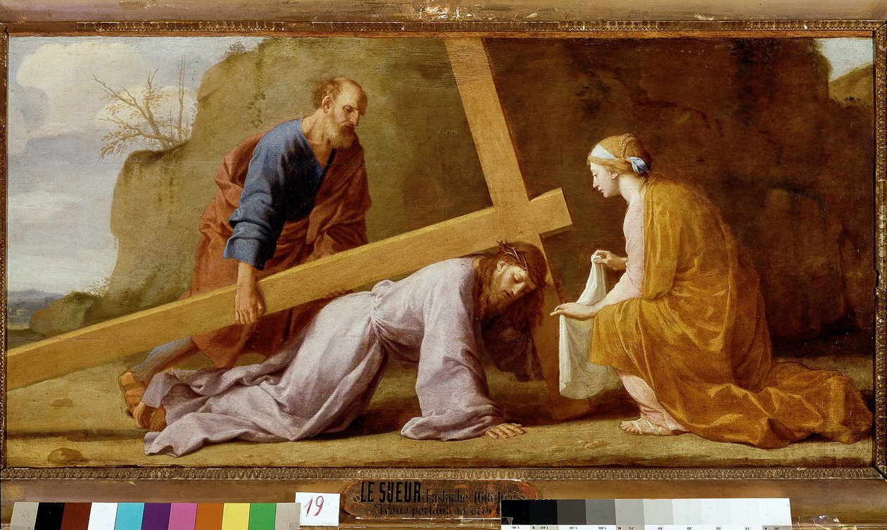 Jezus draagt zijn kruis (kruisdraging of kruisweg), ca. 1651 door Eustache Le Sueur