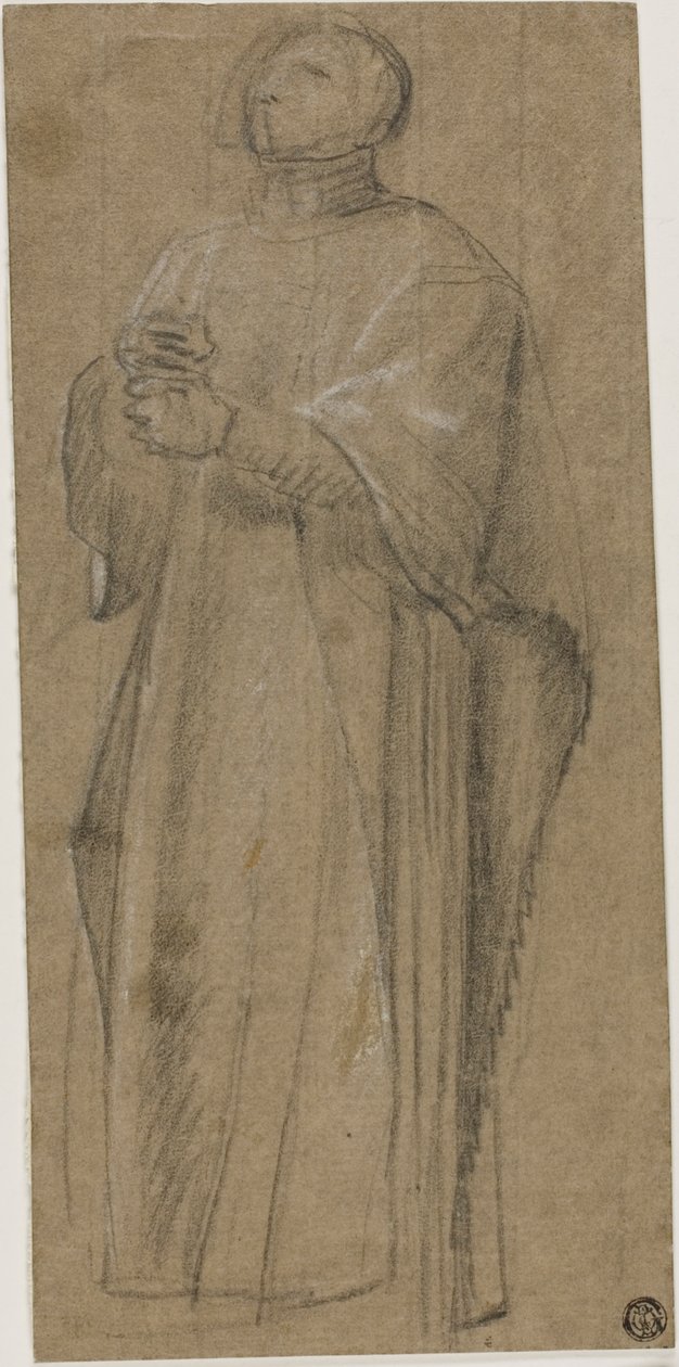 Studie voor priester met staf door Eustache Le Sueur