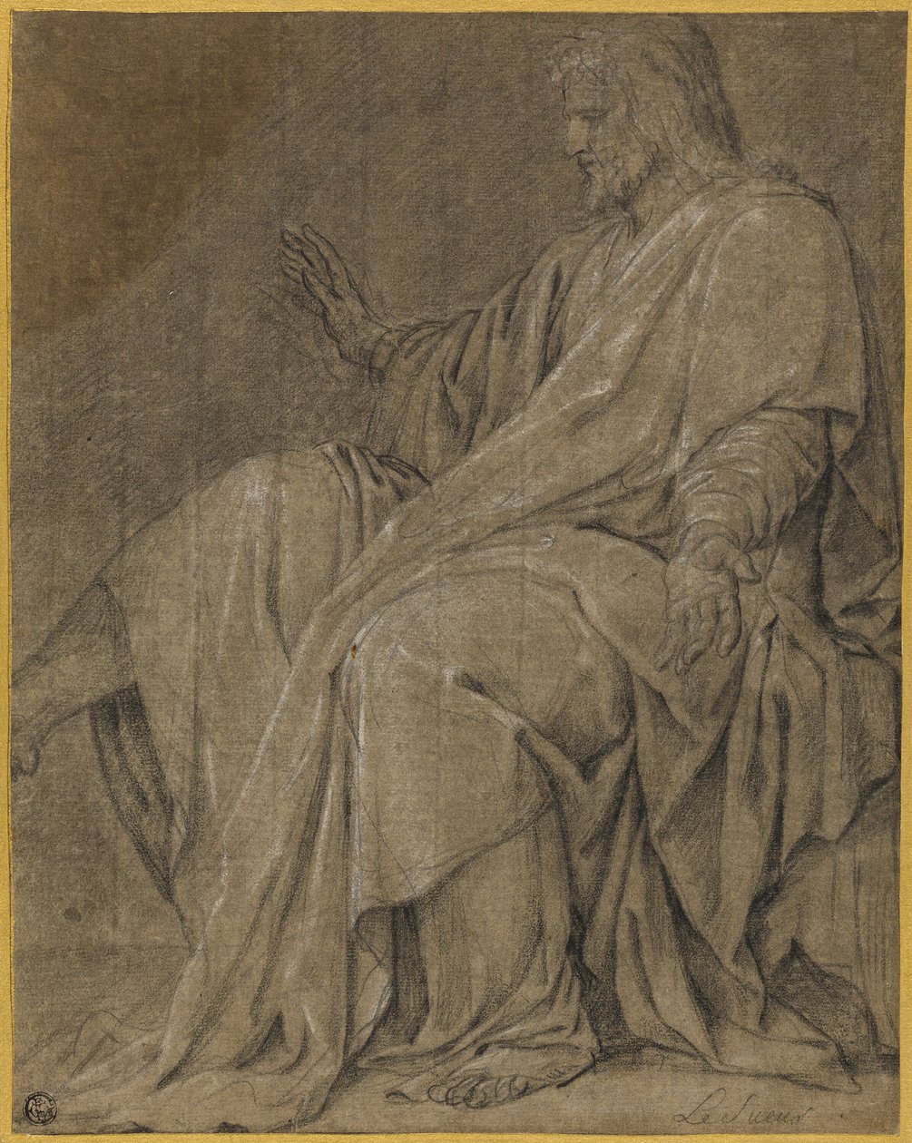 Studie voor Sint Louis geneest de zieken door Eustache Le Sueur