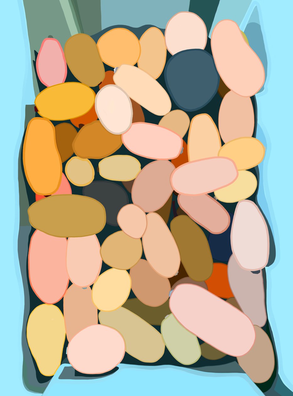 55 Squash In Blue Bin Brooklyn (digitale kunst) door Evan Sklar