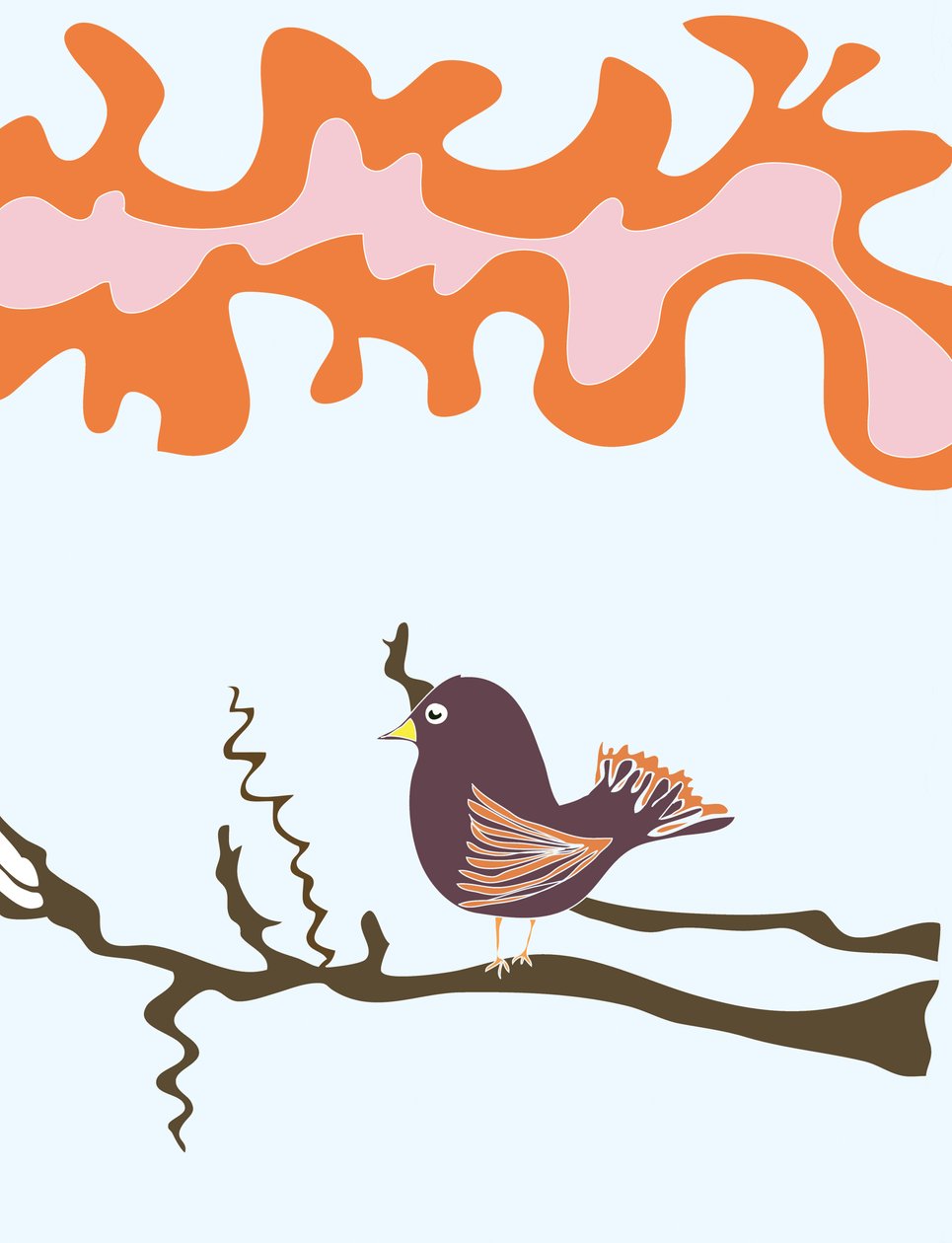 Vogel op tak, 2015 (met de hand getekend op een iPad met een Apple potlood) door Evan Sklar