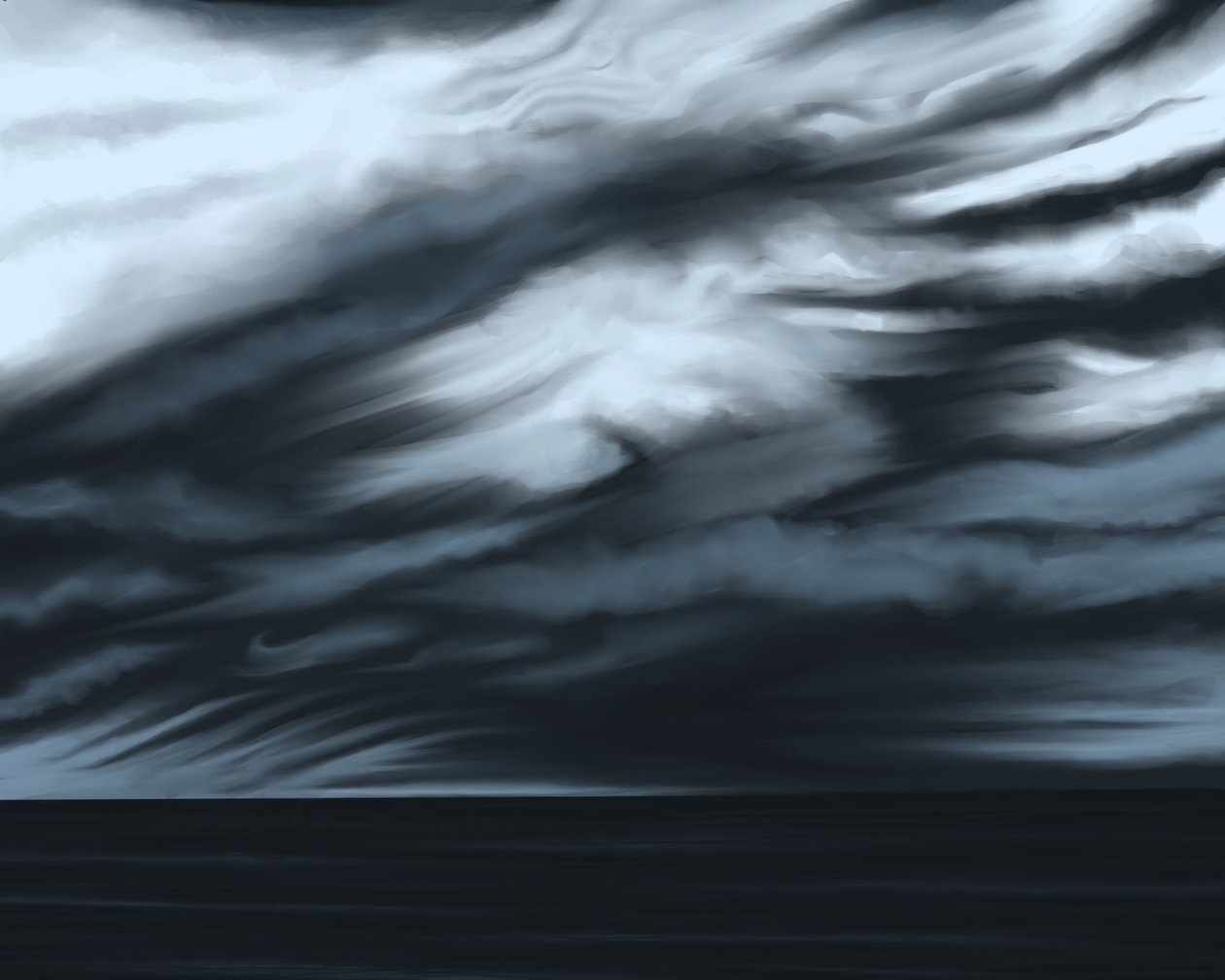Blauwe lucht en oceaan , ca 2020-24 (digitale kunst) door Evan Sklar
