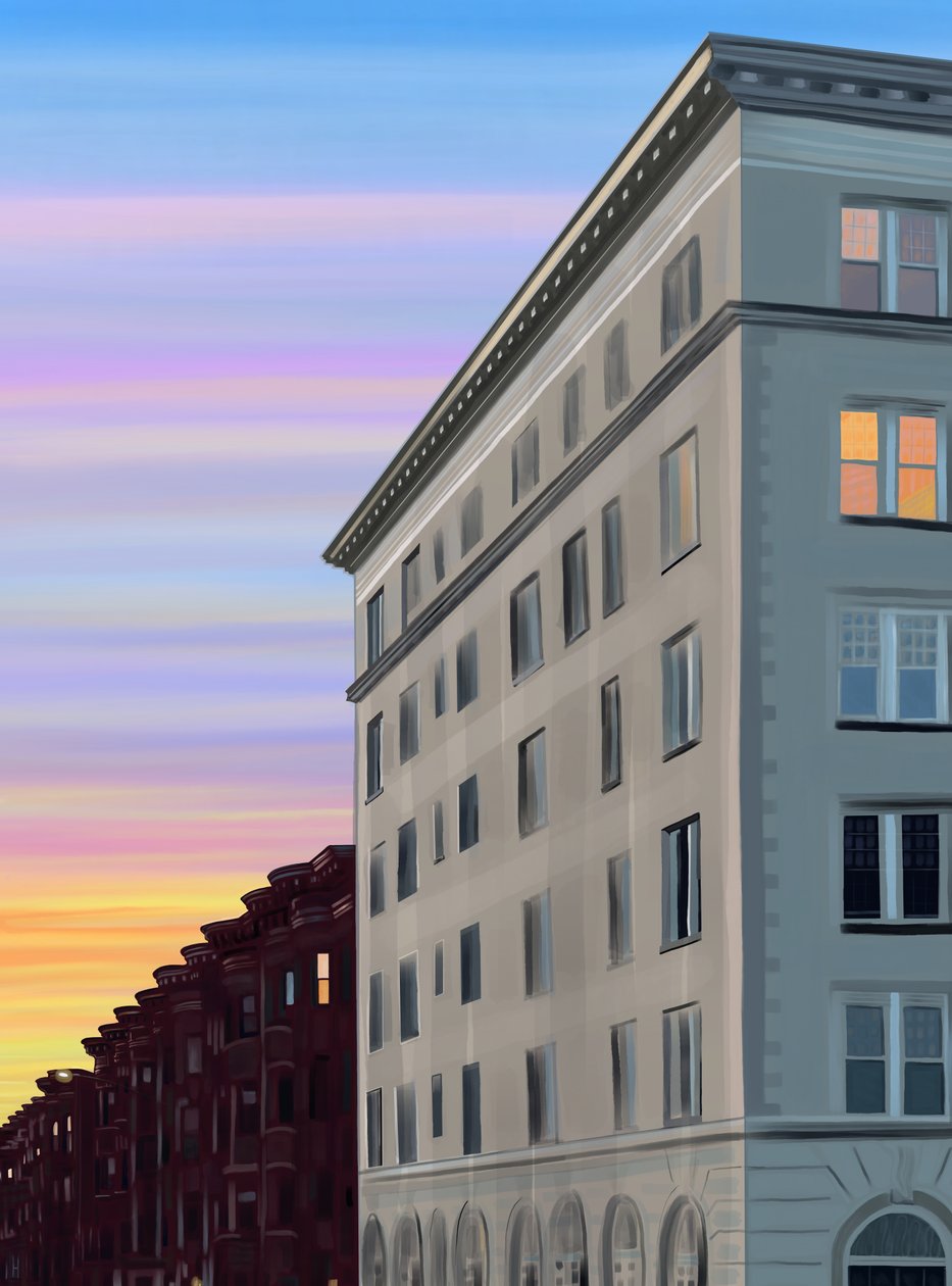 Hoek van Eigth Street en Prospect Park West (digitale kunst) door Evan Sklar