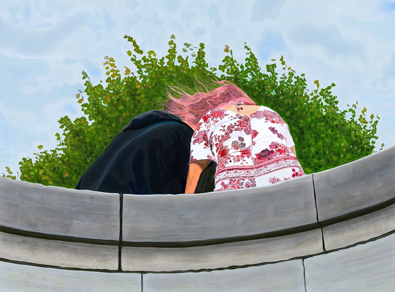 Paar in de tuin van Toulleries (digitale kunst) door Evan Sklar