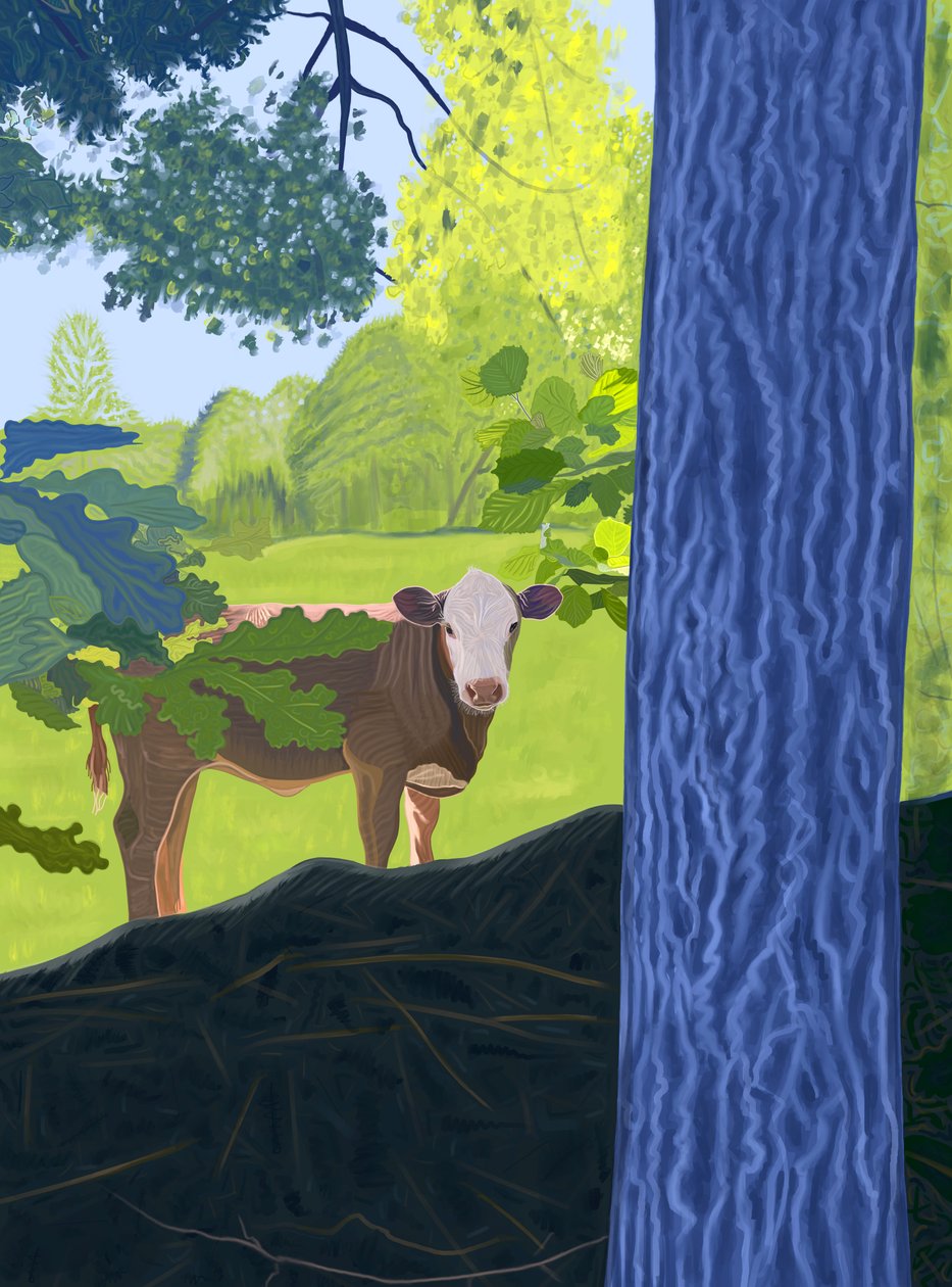 Koe in het veld, 2025 (digitale kunst) door Evan Sklar