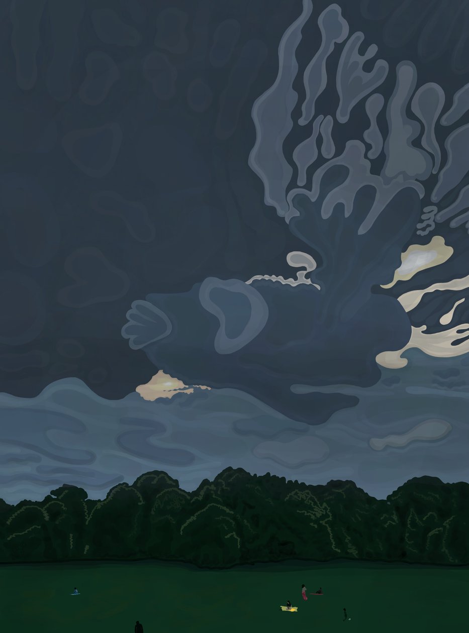 Schemering en wolken, Prospect Park, Brooklyn (digitale kunst) door Evan Sklar
