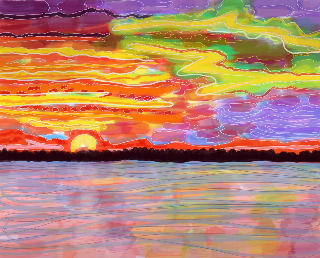 Hudson River, Brooklyn (digitale kunst) door Evan Sklar