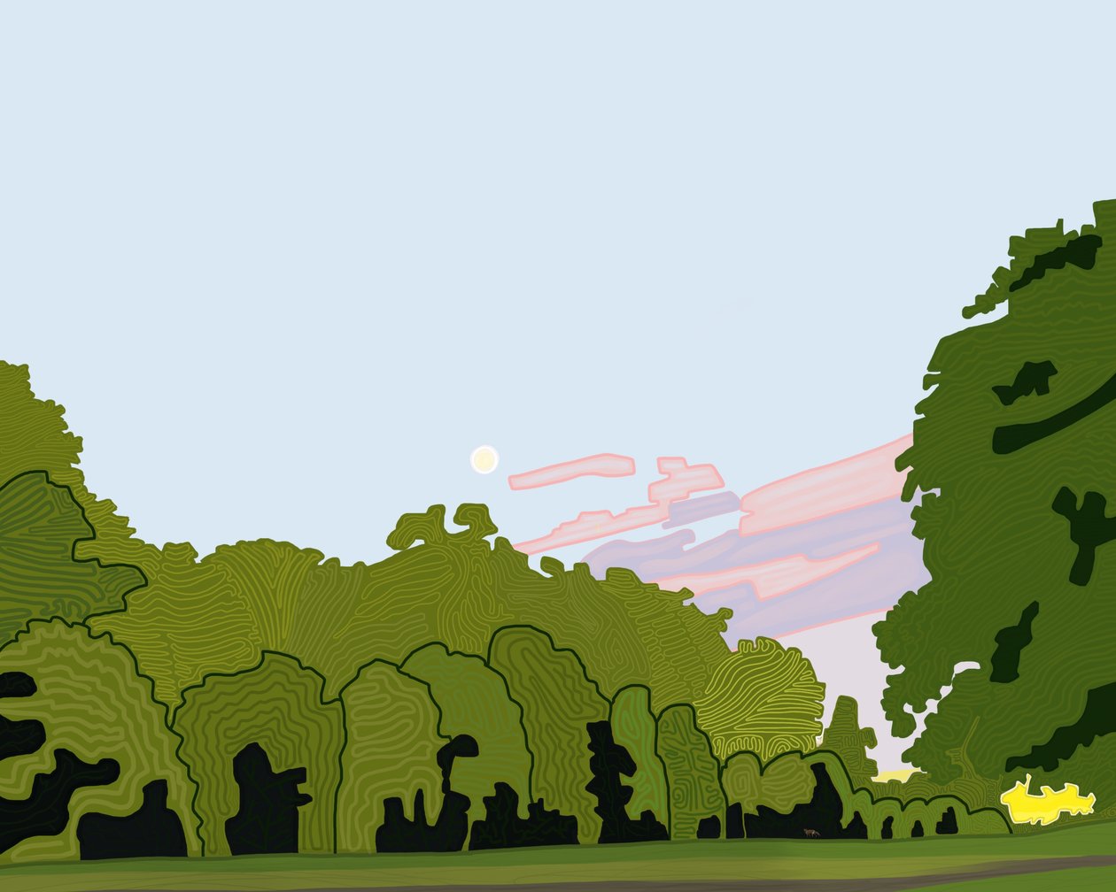 Hyde Park met vos (digitale kunst) door Evan Sklar