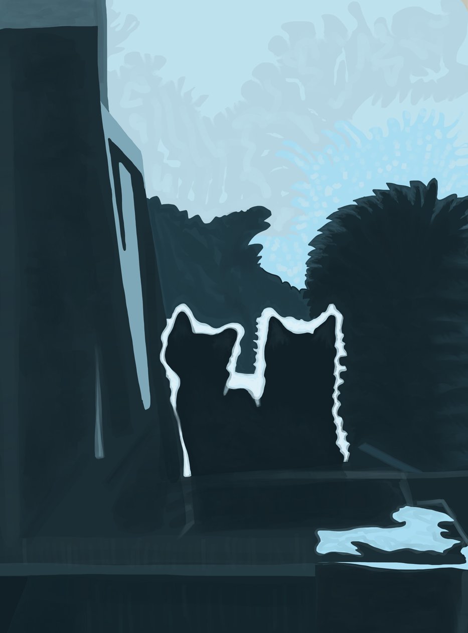 Kittens buiten het raam (digitale kunst) door Evan Sklar