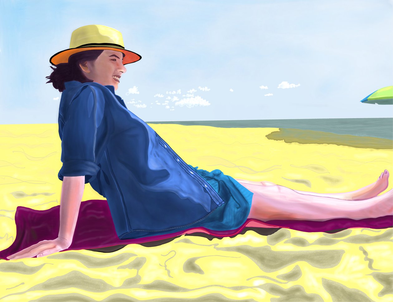 Michelle op Rockaway Beach, Brooklyn (digitale kunst) door Evan Sklar