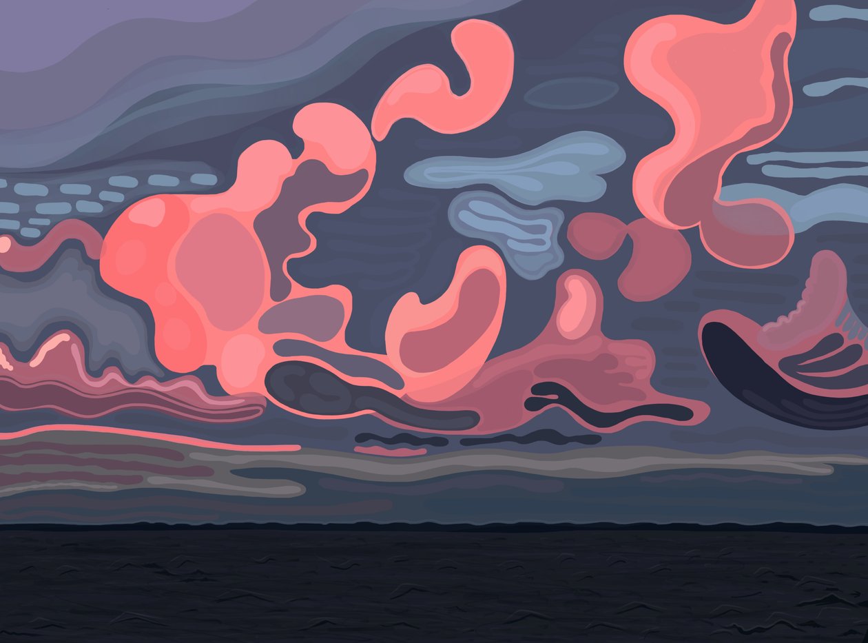Oceaan en wolken, Brooklyn (digitale kunst) door Evan Sklar