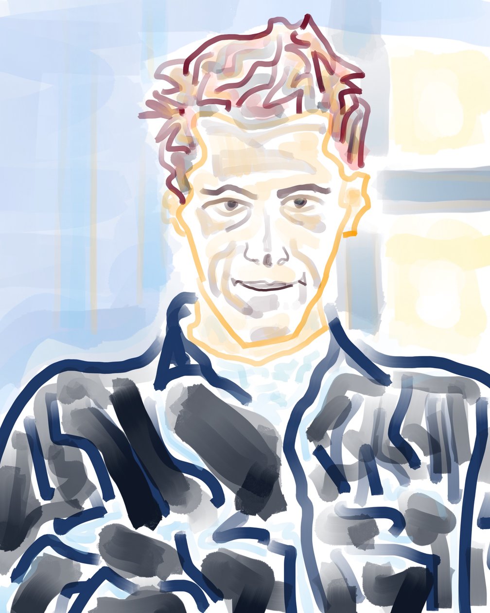 Zelfportret in New Haven (digitale kunst) door Evan Sklar