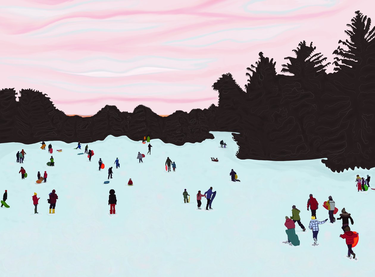 Sleeën, Prospect Park (digitale kunst) door Evan Sklar