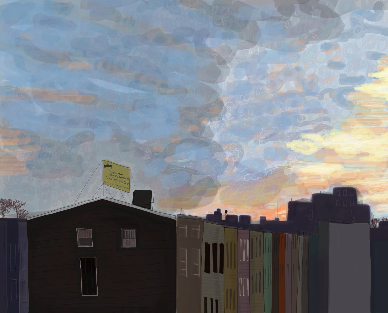 View From Gowanus Expressway, 2016 (met de hand getekend op een iPad met een Apple-potlood) door Evan Sklar