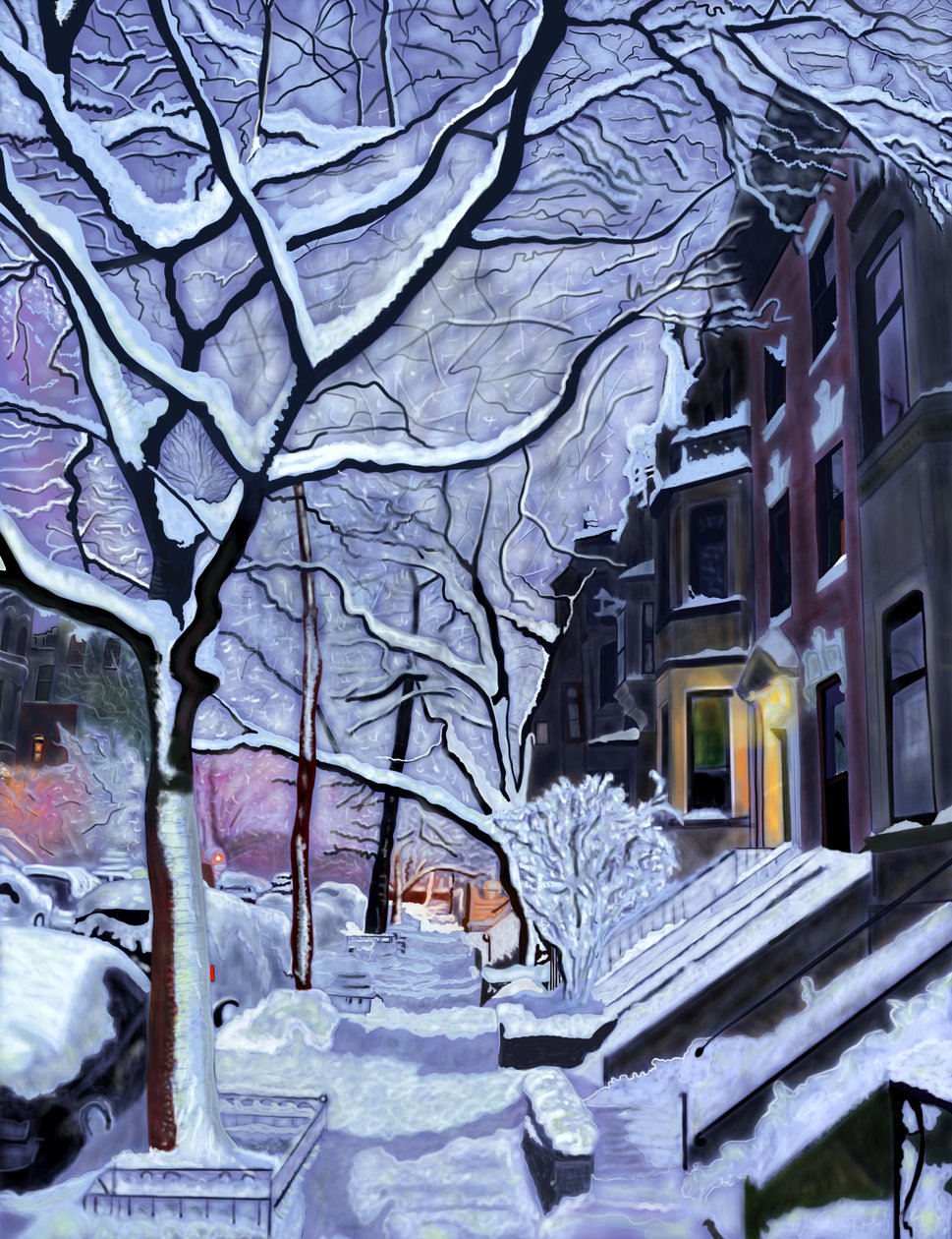 Natte sneeuw, First Light, Brooklyn (digitale kunst) door Evan Sklar