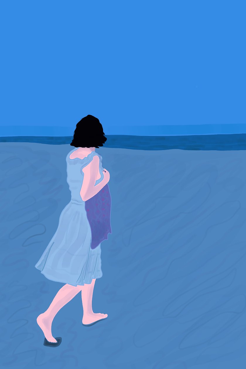 Vrouw op Fire Island Beach (digitale kunst) door Evan Sklar