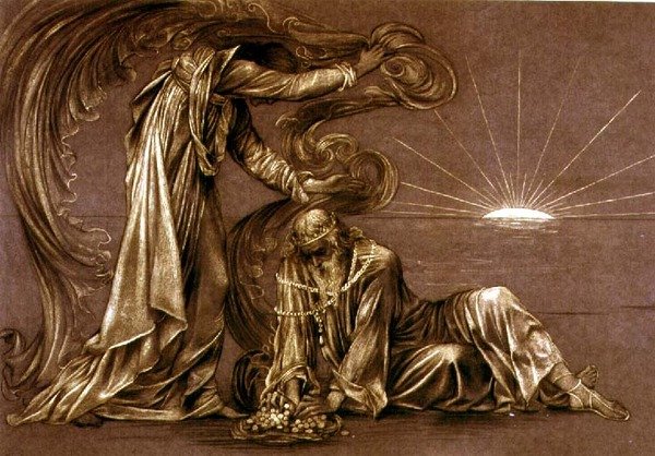 Afgewerkte studie voor Earthbound, ca. 1897 door Evelyn De Morgan