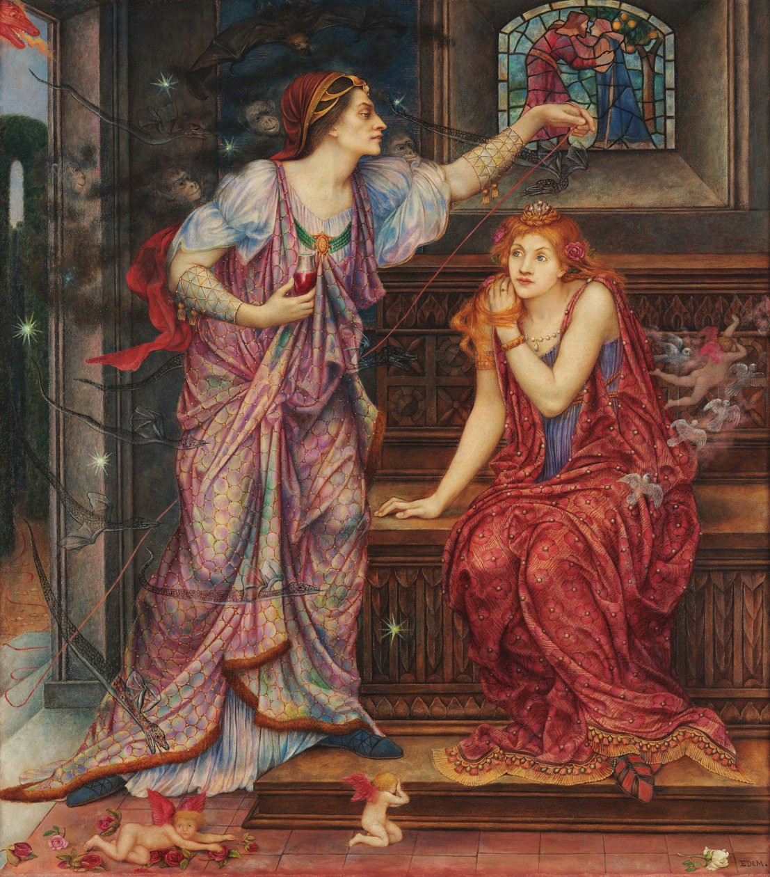 Koningin Eleanor amp; Schone Rosamund door Evelyn De Morgan