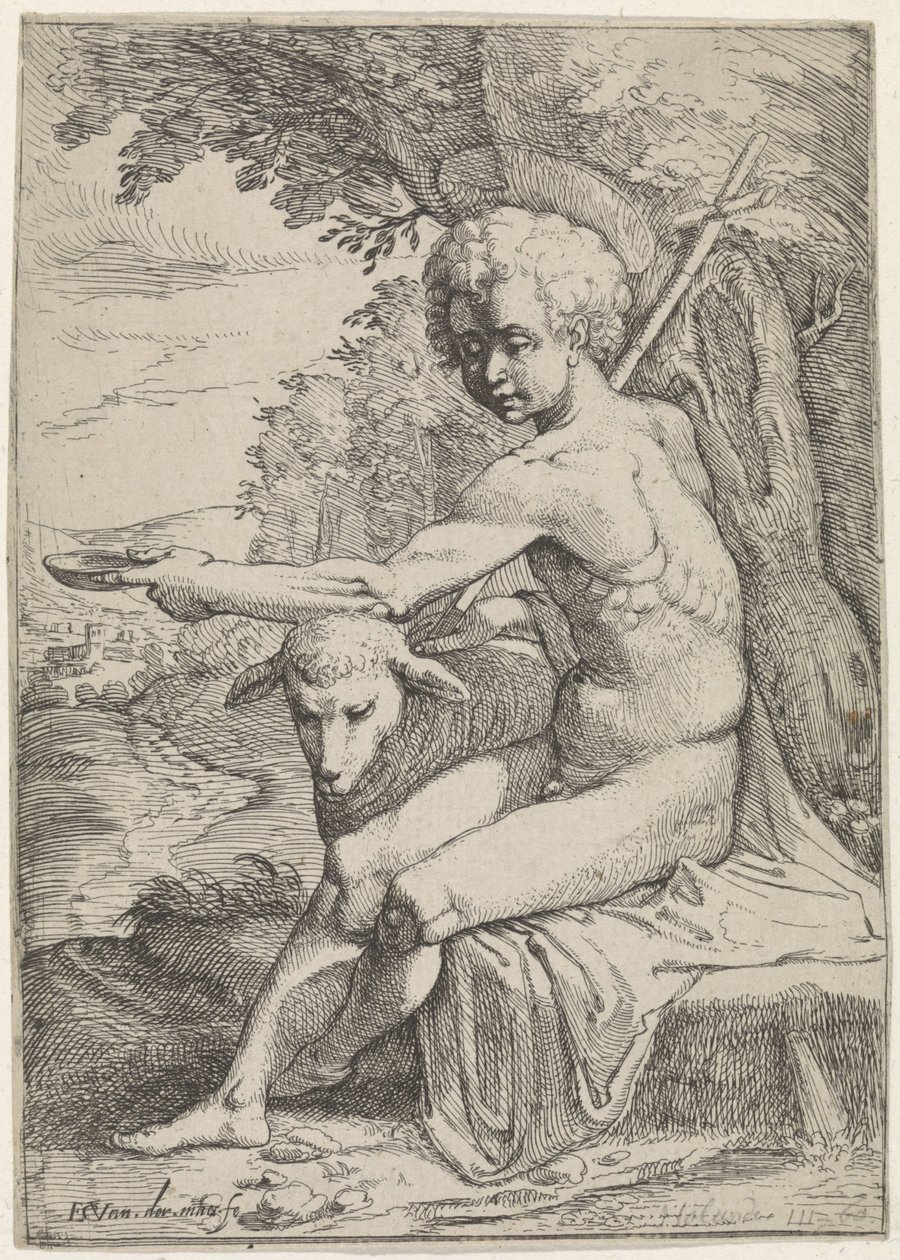 Johannes de Doper in de woestijn door Everard Crynsz. van der Maes