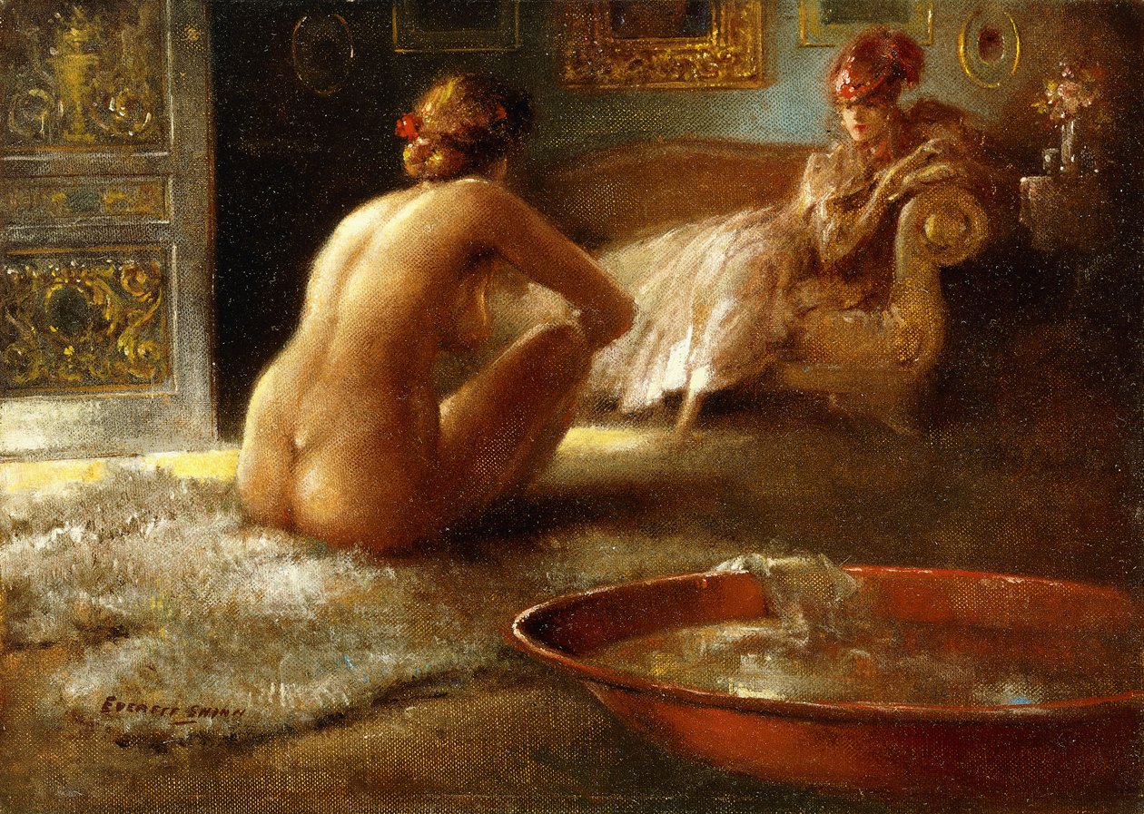 De Gluurder en Haar Badster door Everett Shinn