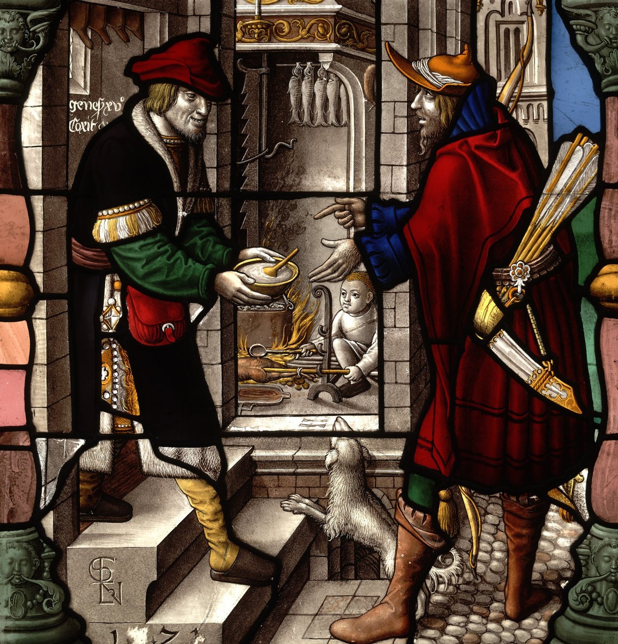 Esau Geeft zijn Eerstgeboorterecht op; Jakob en Esau met de Kom Linzensoep door Everhard Rensig