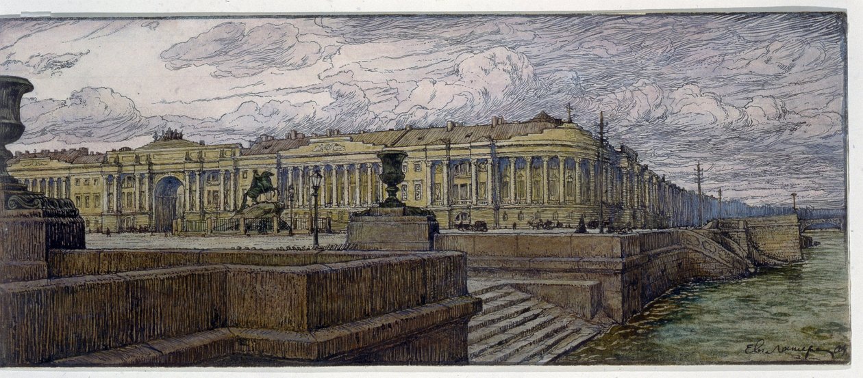 Het Senaatsplein in Sint-Petersburg door Evgeni Evgenievitch Lanceray
