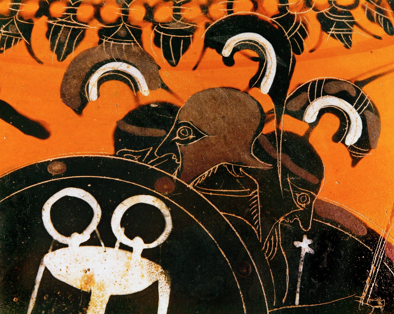 De driekoppige reus Geryon wiens vee Herakles stal ... door Exekias Exekias