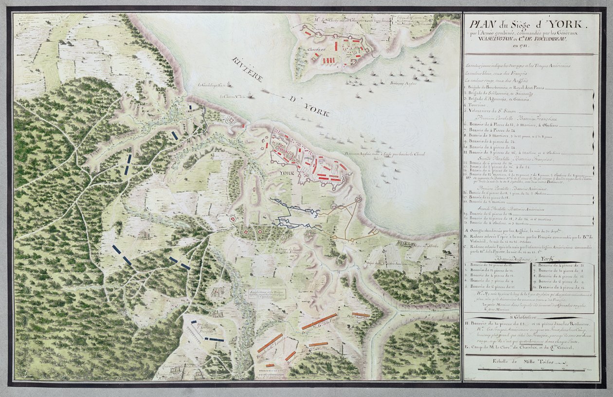 Kaart van het beleg van York in 1781, uit 