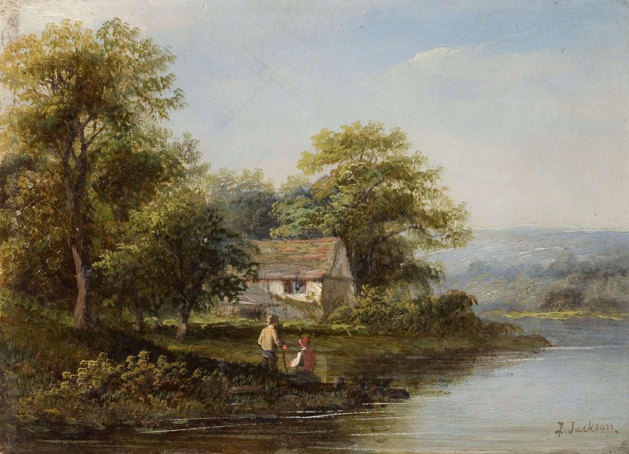 Uitzicht op de Tyne - Twee Vissers door F. Ernest Jackson
