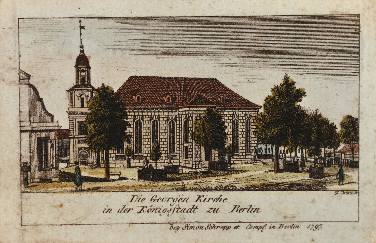 De Kerk van St. George in Konigsstadt, Berlijn, 1797 door F.A. Calau
