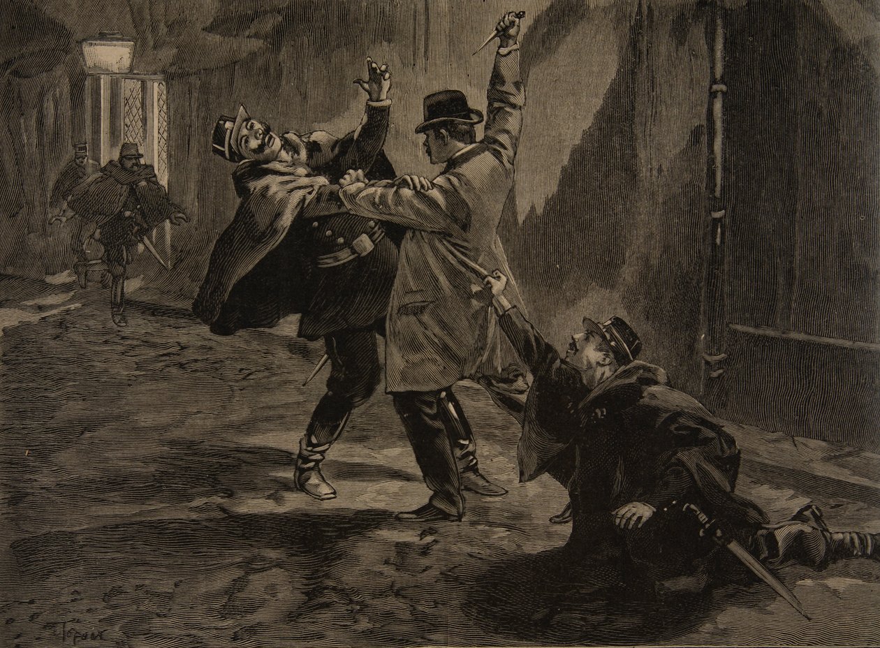 Etievant, de anarchist pleegt de steekpartij, illustratie uit 