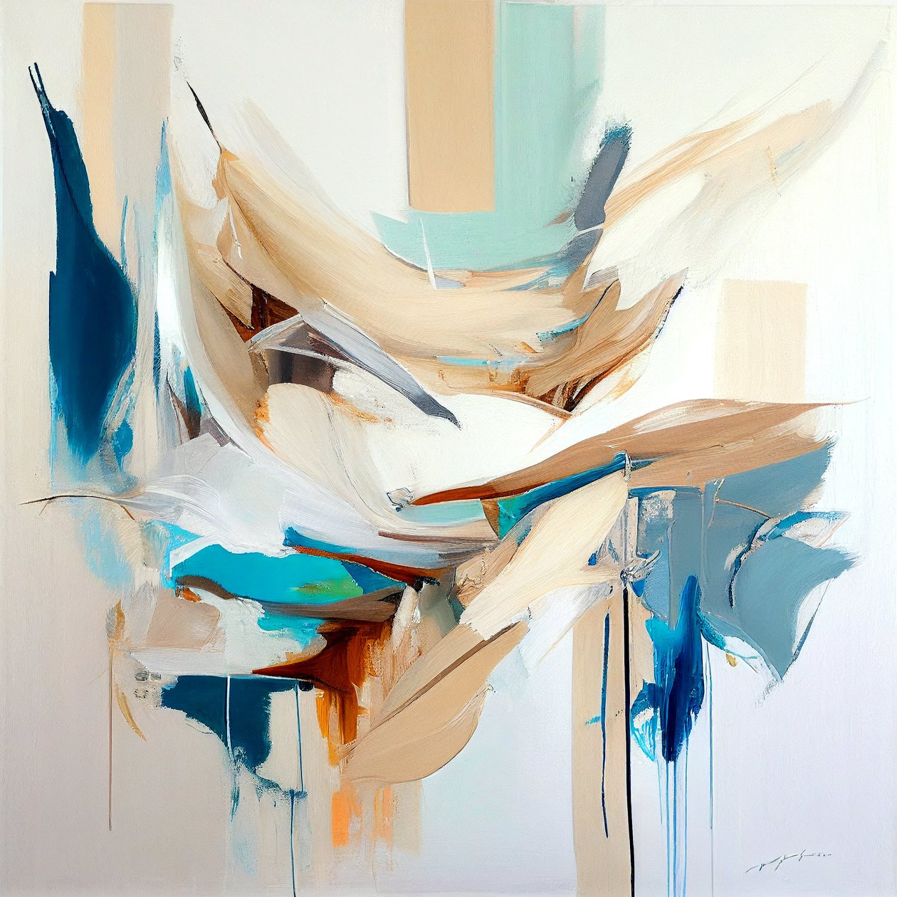 Abstracte schilderij compositie te koop voor woonkamer, canvas prints door F. Abderrahim
