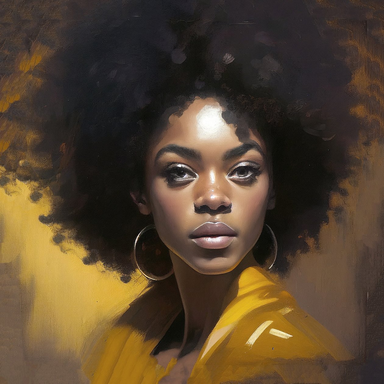 Portret van een Afrikaanse vrouw met verward haar door F. Abderrahim