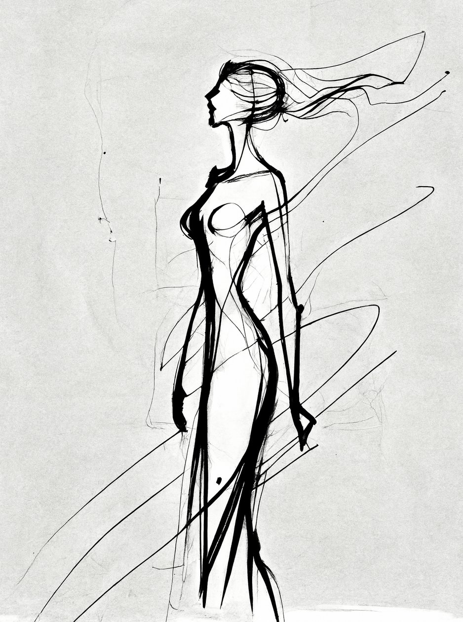 Meisjes silhouet lijntekening, minimalistische muurkunstafdrukken, kamerdecoratie door F. Abderrahim