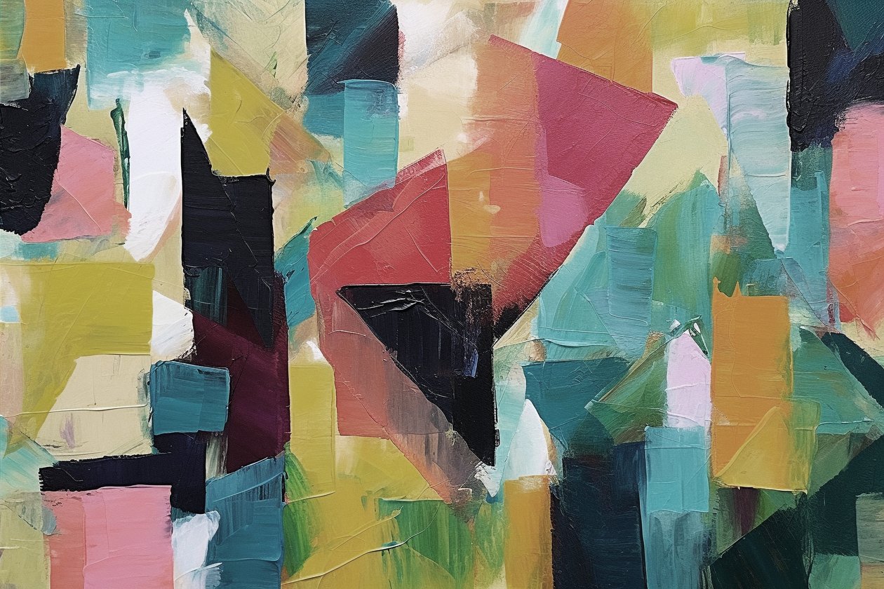 Minimalistisch geometrisch abstract schilderij door F. Abderrahim
